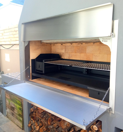 Left-handed 1200mm Ashpanbraai with s/s frame and doors